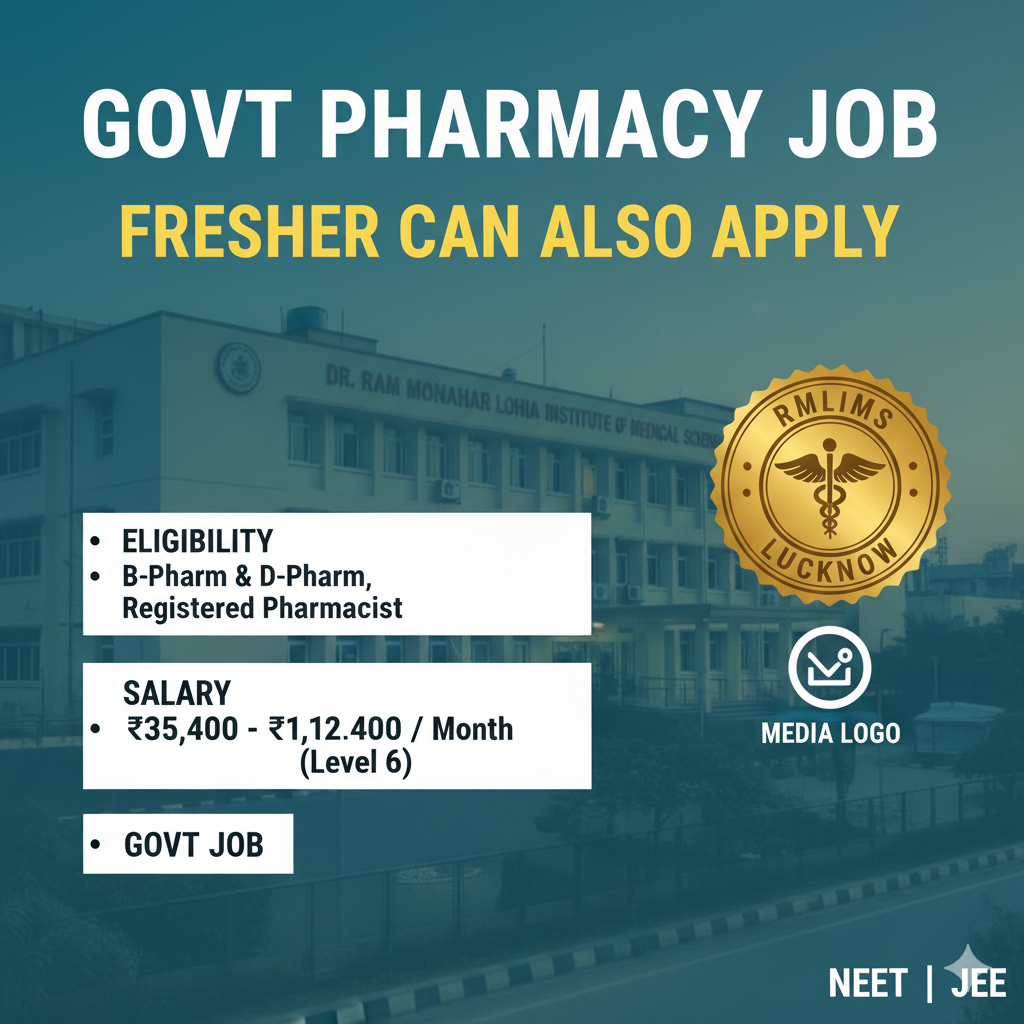 New Govt Pharmacy Job (RMLIMS Lucknow) | ₹35,400+ Salary | D.Pharm & B.Pharm Freshers Can Apply