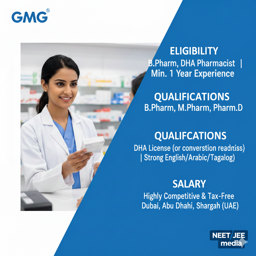 DHA Pharmacist Jobs : GMG Hiring in Dubai, Abu Dhabi & Sharjah | Competitive Salary & Full-Time Opportunity