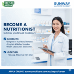 Sunway Multicare Pharmacy Nutritionist Job in Penang Malaysia Fresher Can Apply Training Provided.