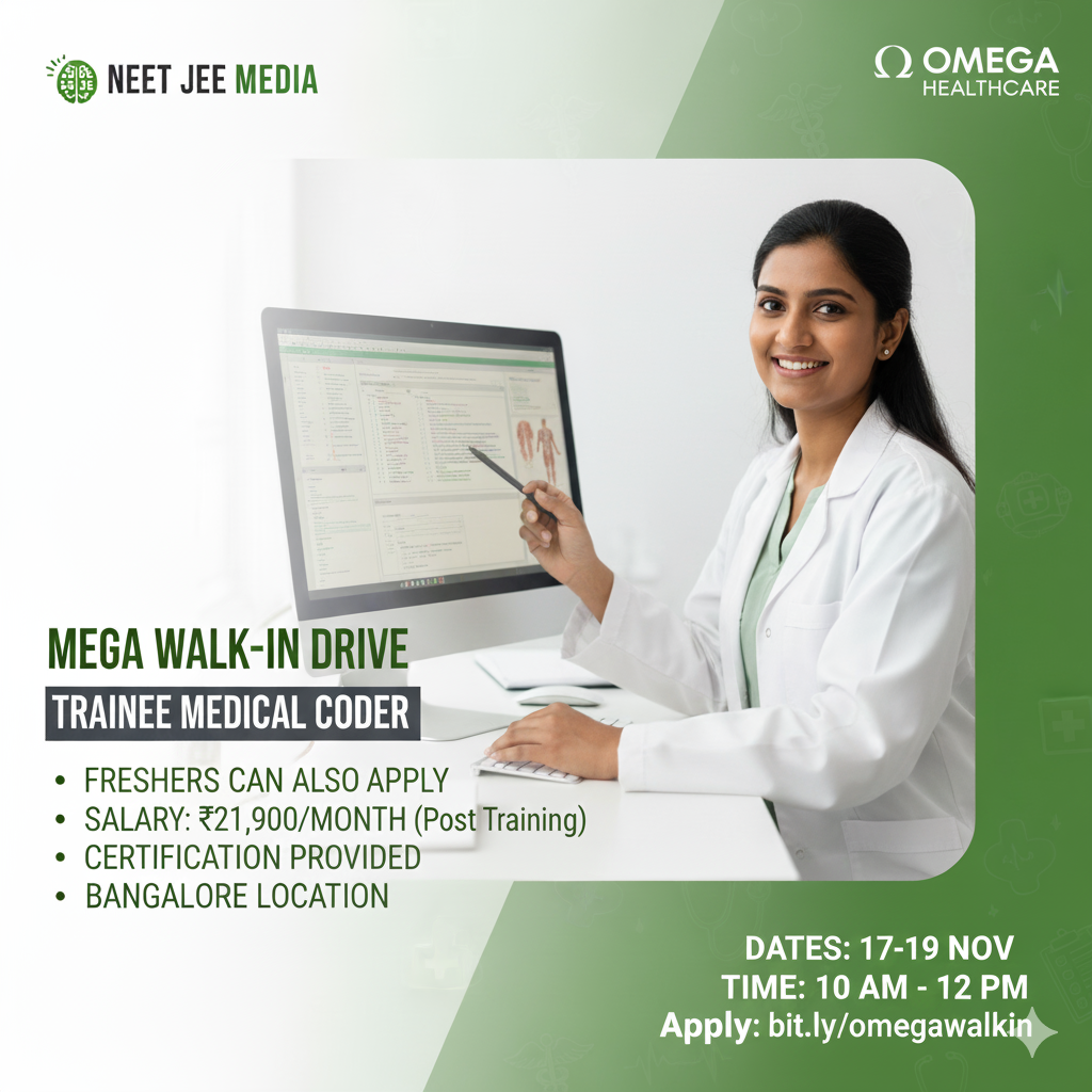 Mega Walk-In Drive: Non Certified Medical Coder at Omega Healthcare, With Life science Degree at Bangalore! Fresher Can also Apply