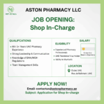 Aston Pharmacy Store Incharge Job Dha/Moh Required with 5+ Years of experience || Your Next Step as a Shop In-Charge in the UAE