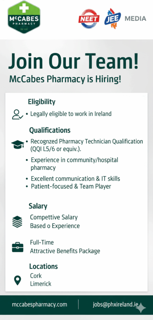 Exciting Pharmacy Technician Roles in Cork & Limerick | Join McCabes Pharmacy Today!