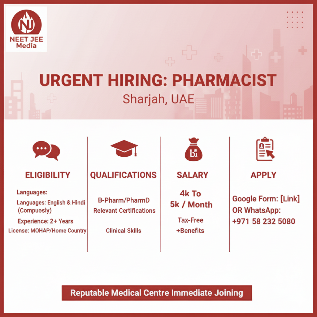 Urgent Career Opportunity: Dedicated Pharmacist Role in Sharjah, UAE – Immediate Joining!