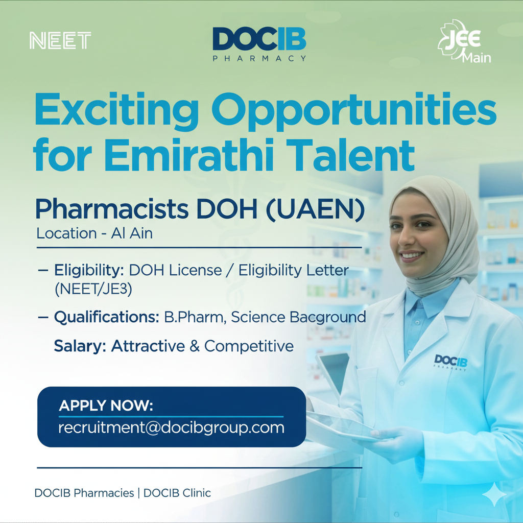 Exciting Pharmacist Jobs in Al Ain: DOH (UAEN) Opportunities for Pharmacy Talent at DOCIB Pharmacy